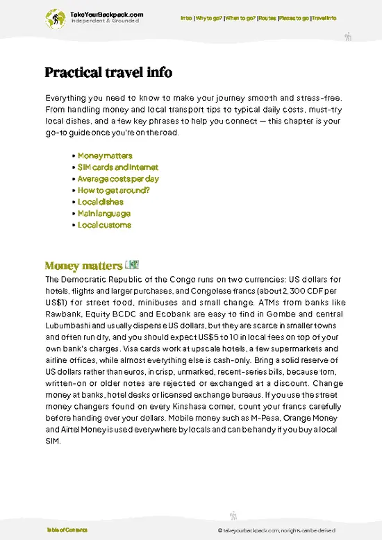 example page 7 from our offline Travel Guide for Democratic Republic of the Congo